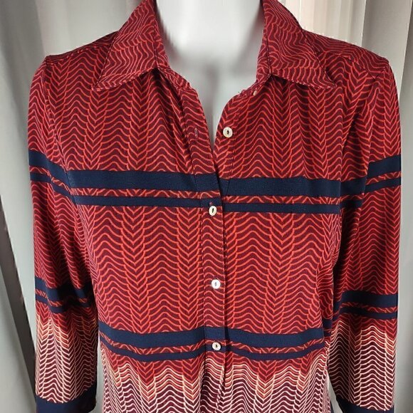 Max Studio Women's Red, Blue, Cream Geometric Print Midi Dress Size Small - Picture 2 of 11